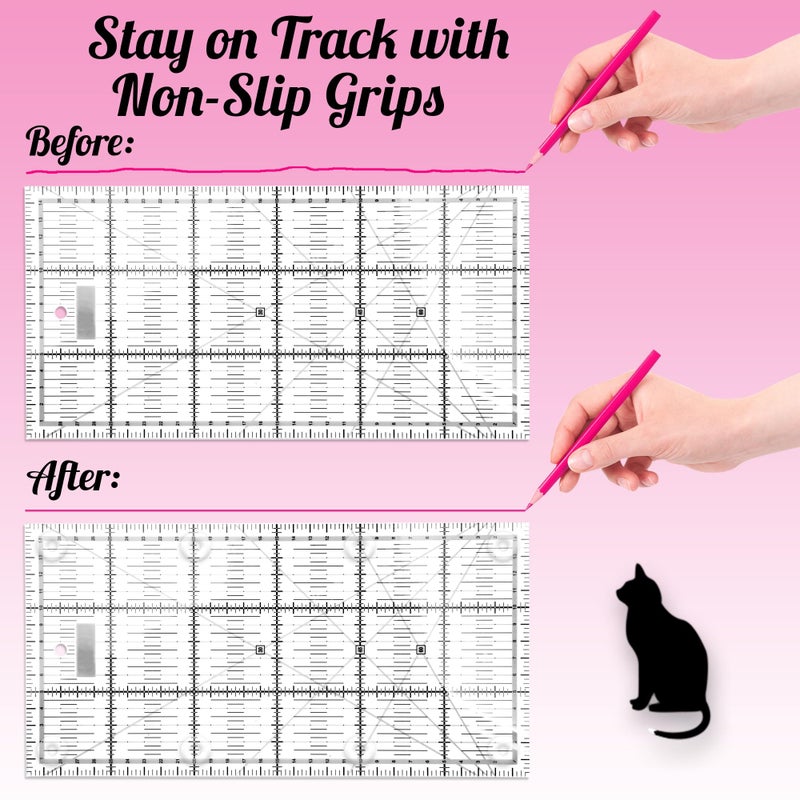 TightGrips Non-Slip Pads for Quilt Templates | Precision Grips for Quilting Supplies | Enhance Accuracy and Stability | Non-Slip Quilting Tools | Complete Set of 48-24 Large & 24 Small Grips - Image 4